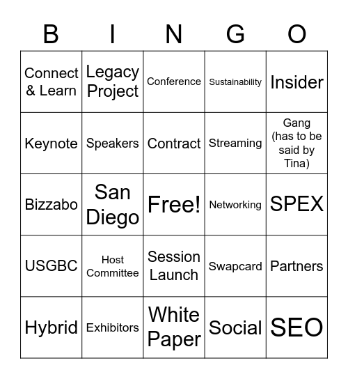 Greenbuild Bingo Card