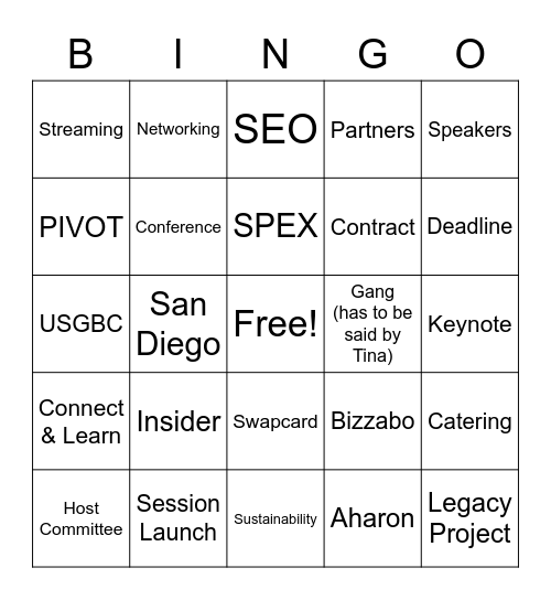 Greenbuild Bingo Card