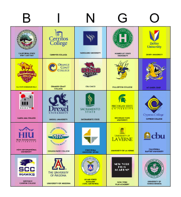College Loteria Bingo Card