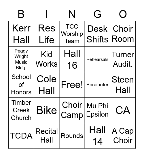 Grad Bingo Card