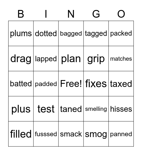 SIPPS Ex Lesson 4 Dec Bingo Card