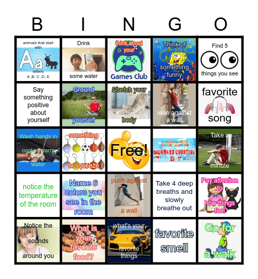 Help Now Bingo Card