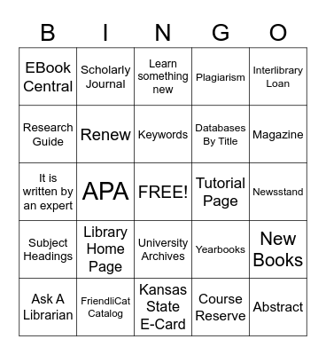 5-May / Library ~ Words Bingo Card