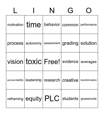 Lingo Bingo Card