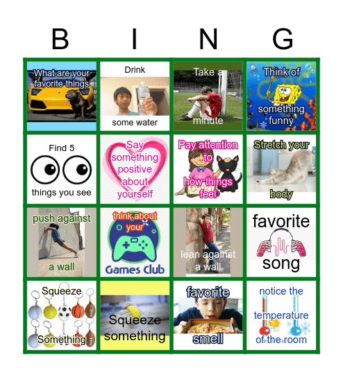 Help Now Bingo Card