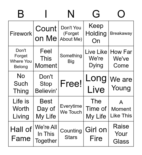 OSA Playlist Bingo 5.7.21 Bingo Card