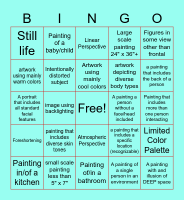 Blind Spot Bingo- Formal Bingo Card