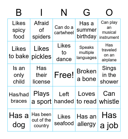 Human Bingo Card