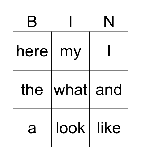 High Frequency Word Bingo #2 Bingo Card