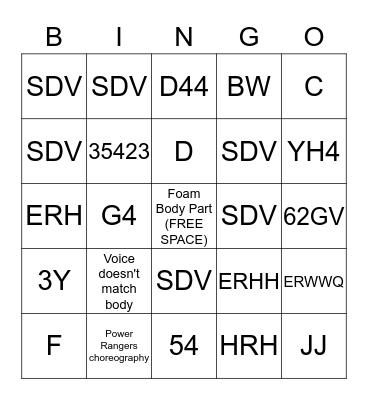 BAD MOVIE CLUB - BAD MOVIE BINGO Card