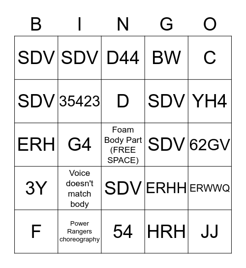 BAD MOVIE CLUB - BAD MOVIE BINGO Card
