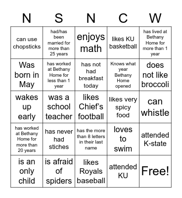 Find Someone Who: Bingo Card