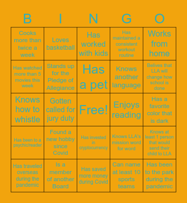 Liberty Leadership Board Bingo Card