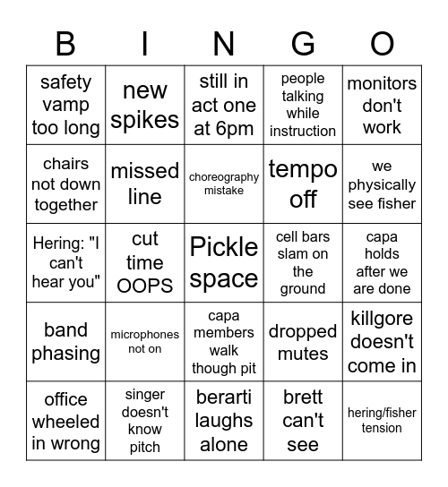 Chicago mishaps Bingo Card