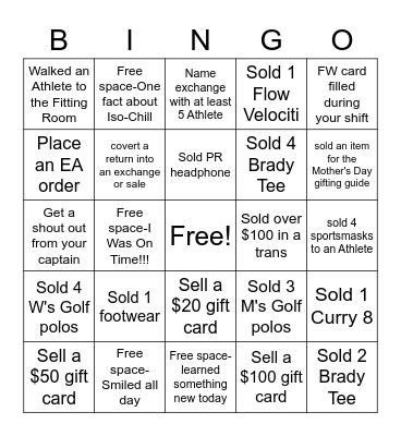 Mother's Day Weekend Bingo Card