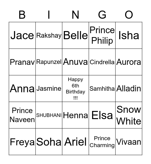 Royal Bingo Card