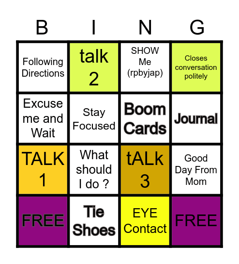 RUOT's Bingo Card