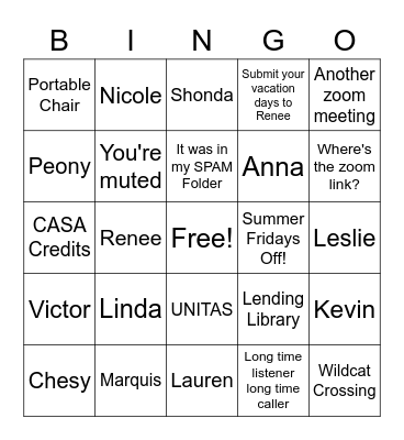 CASA Bingo Card