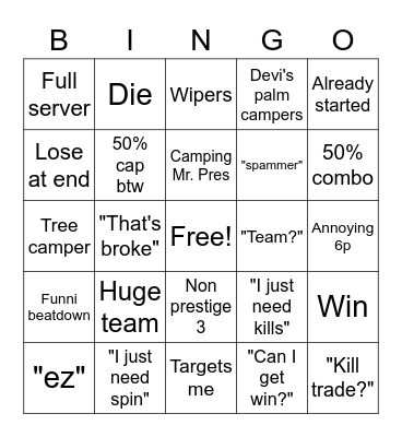 SBR BINGO Card