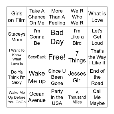 Guilty Pleasures Bingo Card