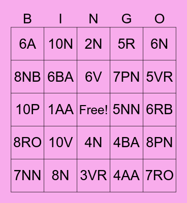 Crema Color Swatches Bingo Card