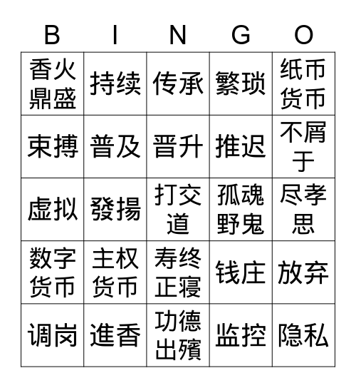 5-5-2021 Bingo Card