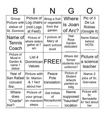 Freshmen Bingo Card