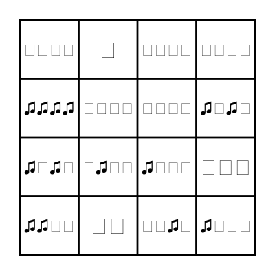 Rhythm Bingo Card