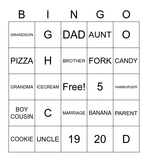 SIGN LANGUAGE BINGO Card