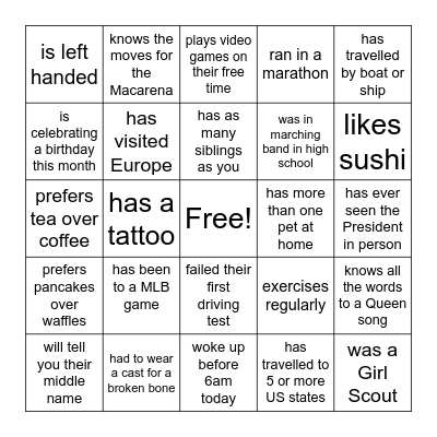 Fiscal Services Team Bingo: Someone who... Bingo Card