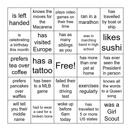 Fiscal Services Team Bingo: Someone who... Bingo Card