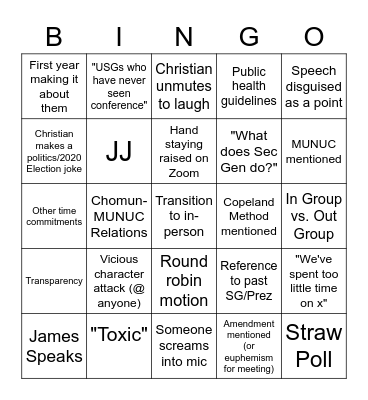 Toxic Bingo Card