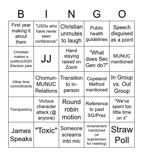 Toxic Bingo Card