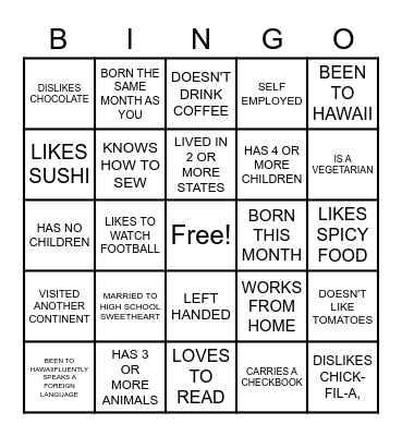 Elm Valley Ladies Night Bingo Card