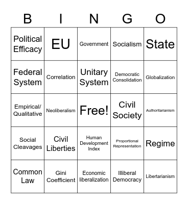 AP Comp Gov Bingo Card