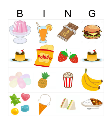 FOOD BINGO Card