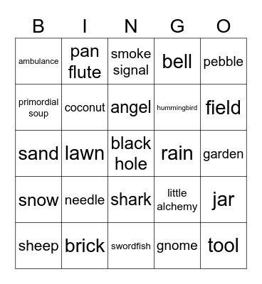 Little Alchemy 2 Bingo #5 Bingo Card