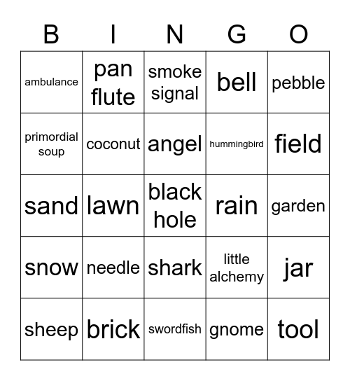 Little Alchemy 2 Bingo #5 Bingo Card