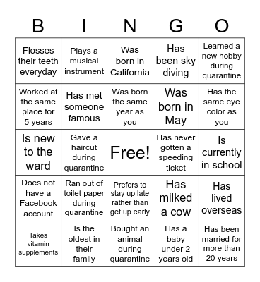 Find Someone who...... Bingo Card