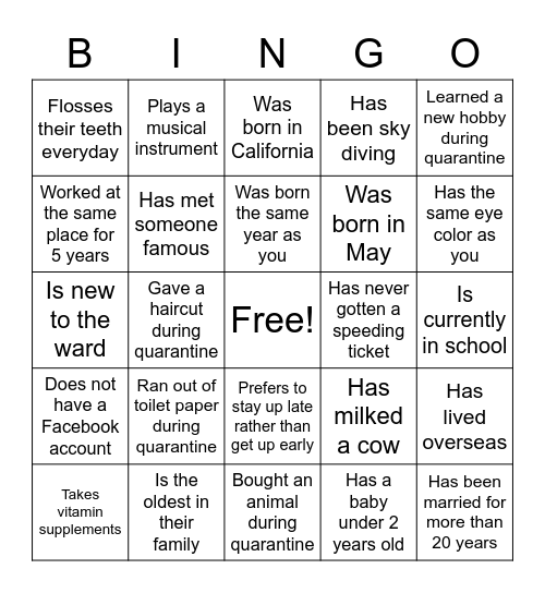 Find Someone who...... Bingo Card