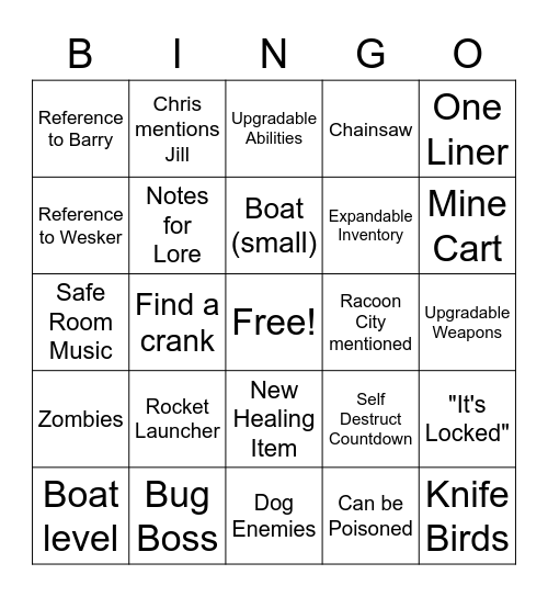 RE8 BINGO Card