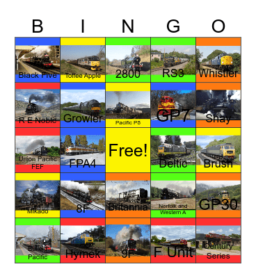 Steam and Diesel in the U.S.A and the U.K Bingo Card