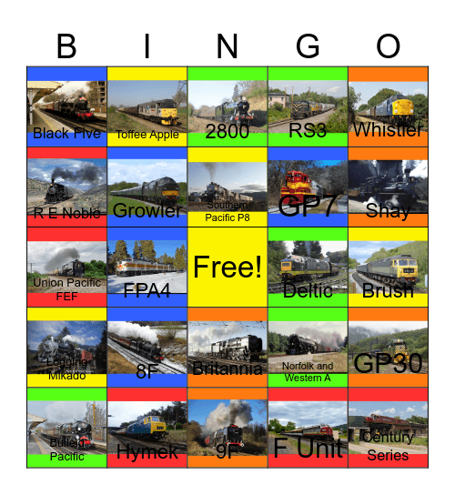 Steam and Diesel in the U.S.A and the U.K Bingo Card