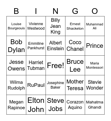 Little People, Big Dreams Bingo Card