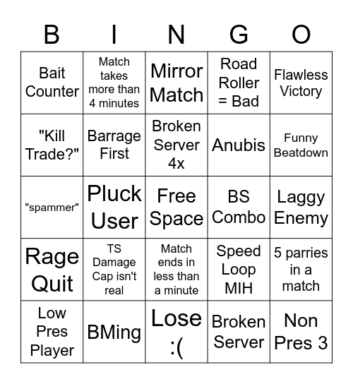 YBA 1v1s Bingo (SPTW:R Version) Bingo Card