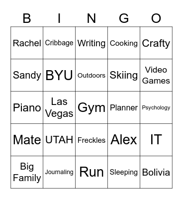 Wedding Bingo Card