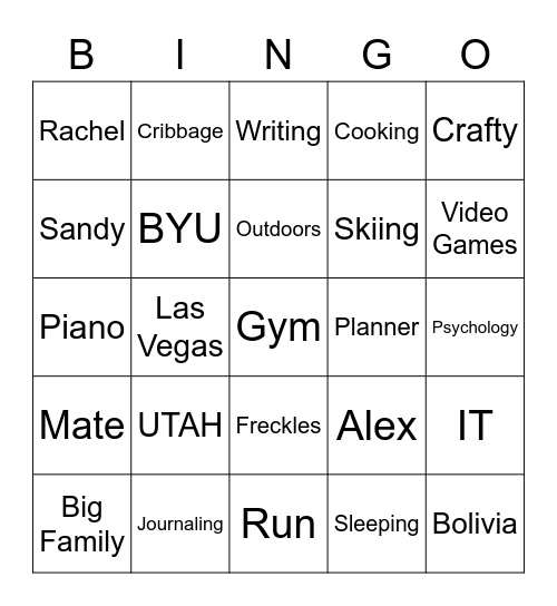 Wedding Bingo Card