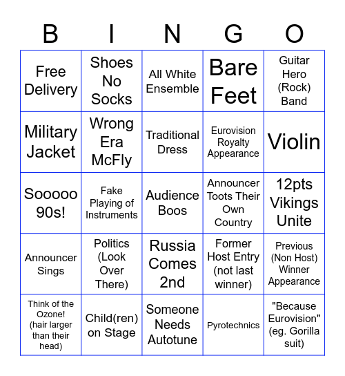 Eurovision Grand Final (by Raz) Bingo Card
