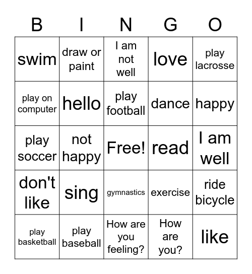G3 - Leisure & Sports Activities Bingo Card