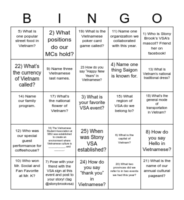 Lucky Saigon Bingo Card